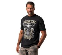 JP 1880 T-Shirt JP1880 in Tradizionale Stile Tracht con Stampa, Scollo a Girocollo e Mezze Maniche, Fino alla tg. 8XL Nero XXL 841288100-XXL