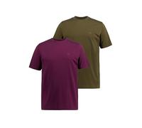 JP 1880 T-shirts - Magliette Girocollo, Confezione Doppia, T-shirt Uomo, Melanzana, 3XL