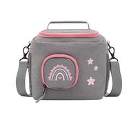 JP Journey Borsa per Toniebox - BoxBag per 10 personaggi e scatola in viaggio e in auto, velcro, Arcobaleno grigio-rosa, 4 litri, Borsa a tracolla per Toniebox