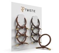 JP Twistie - Set di 6 elastici per capelli con nodi, eleganti e delicati sui capelli, elastici per donne e uomini, per capelli spessi e fini, con tappi dorati (marrone scuro/marrone)