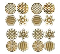 Jpdisdd 16 Pz/Set Metallo Energia Decor Sticker Fiore Della Vita Regali di Giorno Bambini 7 Chakra Rame Energy Tower Orgonite
