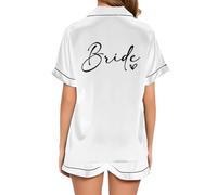 JPHCHSC Fidanzamento Festa di Nozze Pigiama 2 Pezzi da Donna in Raso di Seta Team Bride Set di Pigiami Due Pezzi Addio al Nubilato EVJF 24