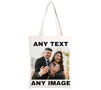 JPHCHSC Personalizzabili Borsa Tela Donna, Personalizzata Borsa Shopper Donna con Foto, Logo e/o Testo Borsa Canvas Idea Regalo, Personalizzate Crea la tua Borsa