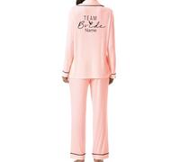 JPHCHSC Personalizzata Donne Team Bride Manica Lunga Pigiama Set EVJF Hen Party Addio al Nubilato Ragazza Matrimonio Femminile Pigiama Set Pigiama da Donna di Seta 23
