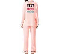 JPHCHSC Personalizzata Pigiama da Donna di Seta para Festa della Mamma Personalizzabile Personalizza la Tua Sposa Pigiama Set con Foto o Scritta