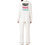 JPHCHSC Personalizzata Pigiama da Donna di Seta para Festa della Mamma Personalizzabile Personalizza la Tua Sposa Pigiama Set con Foto o Scritta