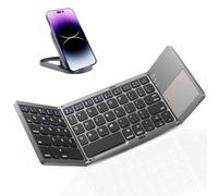 JPHTEK Tastiera pieghevole con touchpad, tastiera portatile pieghevole, tasti full size, grande trackpad Bluetooth da viaggio tastiere per iPad, laptop, PC, tablet, grigio