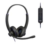 JPL -Commander-2 (V2) Leggero Plug & Play, USB-A Professionale Binaurale Cavo Auricolare con Protezione Surround Noise Cancelling, Pivot Point Flessibilità, Soft Pouch Case & A a C USB Adapter - Nero