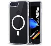 JProtect Custodia per iPhone 7/8 Plus, per Magsafe (protezione top e forza magnetica), custodia magnetica trasparente per iPhone 8/7 Plus, custodia magnetica per accessori MagSafe, antiurto