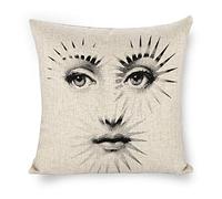 JPSilver Lina Cavalieri F1 - Federa per cuscino decorativo in cotone e lino, con occhio personalizzato, include solo federa, 45 x 45 cm