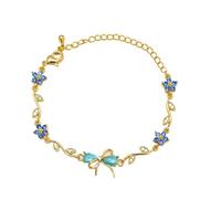 JPSSJGYH Bracciale con fiocco in zircone - L'amicizia è come un fiocco, bracciale con ciondolo a fiocco in zircone cubico, elegante gioiello dell'amicizia regolabile per donna (Blue-A)