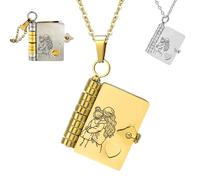 JPSSJGYH Per la nipotina - Collana con libro “Ti voglio bene per sempre”, collana con libro apribile a più strati con 6 pagine incise, regalo ispiratore per lei (Gold)