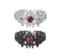 JPSSJGYH Sono forte come un leone - Anello aperto con spada e rosa nera, anello gotico con rosa e amore per se stessi, gioiello vintage regolabile con spada aperta per donna (2pcs B)
