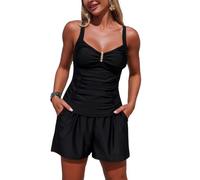JPXJGT Costume Donna Due Pezzi Push Up Costumi da Bagno Mare Halter Bikini Set a Spiaggia Bikini Vita Alta Costume da Bagno da Spiaggia (Size:S,Color:Nero)