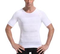 JPXJGT Gynecomastia Maglie Compressione Modellante e Snellente Uomo Maglietta a Manica Corta Traspirante per Palestra Sportiva (Color:White,Size:XL)