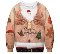 JPXJGT Homme 3D Impression Moche Noël Pull Sweat-Shirts (Nude,S)