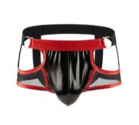 JPXJGT Perizoma Uomo in Pelle Gay Sexy Jockstrap Perizoma G Strings M-2XL(Black Red,M)