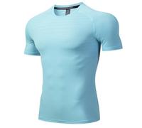 JPXJGT Uomo Maglia Manica Corta Compressione Traspirante Rapida Asciugatura Sports Top(Blue,S)