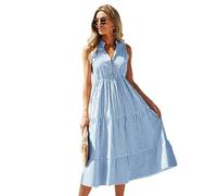 JPXWD Vestito Domande Summer Dress Women Sleeveless Cash Holiday Dress Women Domande-Blu-L