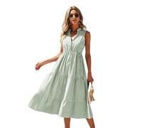 JPXWD Vestito Domande Summer Dress Women Sleeveless Cash Holiday Dress Women Domande-Verde-XL