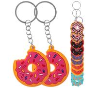 JPXXFM 12 portachiavi con ciambelle, set in PVC, gomma morbida, portachiavi con cartoni animati, ciondoli pendenti, accessori fai da te carini per borse e chiavi