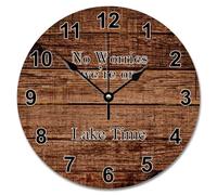 JPXXFM 15 Inch Wall Clock Ancient Wood Floor White Large Wall Clocks Battery Operated No Worries We're On Lake Time Retirement Decor For Living Room Bedroom Kitchen Farmhouse Decor