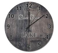 JPXXFM 15 Inch Wall Clock Antique Vintage Wood Grain Board Round Wall Clocks Battery Operated Live Love Lake She Shed Decor Living Room Bedroom Kitchen Christmas Birthday Gift