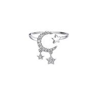 JPXXFM 1pc Silver Color Star Moon Nappel Rings Apri Female Fashion In Ring for Girls