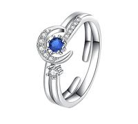 JPXXFM 1pc Silver Star Moon Ring Design romantico aperto per donne Accessori di dito alla moda Anniversari e occasioni speciali delicati anello di impilamento