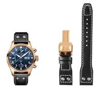 JPXXFM 20 21 22mm Genuine Rivets Watchband Fit IWC Big Pilot Spitfire TOP GUN Brown Black Blue Cowhide Strap