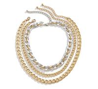 JPXXFM 3 Layer Necklaces for Women, Layered Necklaces for Women Adjustable Plated Cuban Chain Necklace