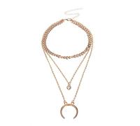 JPXXFM 3 Layer Necklaces for Women, Strand Necklace for Women Adjustable with Moon and Rhinestone Pendant