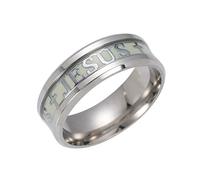JPXXFM Acciaio inossidabile luminoso jesus croce anello lettera bibbia anelli di dito per gli uomini 8 mm gioielli amuleti