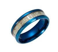 JPXXFM Acciaio inossidabile luminoso jesus croce anello lettera bibbia anelli di dito per gli uomini 8 mm gioielli amuleti