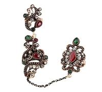 JPXXFM Anelli a due dita turchi regolabili per donne da festa in resina nera vuota Flower Design anello vintage Anel Jewelry