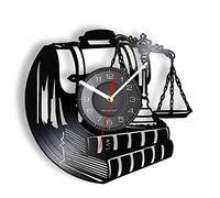 JPXXFM Avvocato di Giustizia Orologio da parete realizzato con un vero registro del record di vinile bilanciamento della parete vintage Wall Watch Regalo per la musica degli avvocati
