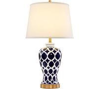 JPXXFM Bedside Lamp 23” Ceramic Table,Modern Nightstand Blue and White with Base for Bedrooms & Living Room