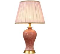 JPXXFM Bedside Lamp Pink Glaze Ceramics Table,Antique Vase Bedroom, Oriental Ceramic with Barrel Shape Shade for Home(52 * 30cm)