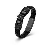 JPXXFM Bracciale di cremazione del timone per cenere in acciaio inossidabile Urn Memorial gioielli in pelle intrecciata Bracciale per il polso in cuoio intrecciato ricordo per uomini donne-n-20 cm