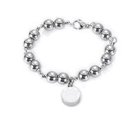 JPXXFM Braccialetto di perline in acciaio tainless polacco Lihifg con cagnolino stampata e tappa del commemorario rotondo delle ceneri di cenere cremazione bracciale, 22 cm