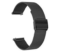 JPXXFM Cinghia di orologio a rilascio rapido mesh cinturino in metallo in acciaio inossidabile intrecciato per uomini e donne regolabili 18 mm, 20 mm, 22 mm /18 mm/nero