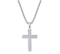 JPXXFM Collana a sospensione per uomini, collana per donne Simple in acciaio inossidabile Ciondolo a croce con zirconia cubica catena da 24 pollici