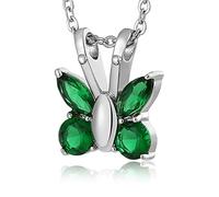 JPXXFM Collana di cenere commemorativa per donne, collane di urna per uomini e donne pendenti farfalla in acciaio inossidabile con zirconia