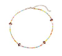 JPXXFM Collana di funghi per donne per perle miste collana multicolore bohémien Sara collana di funghi sara