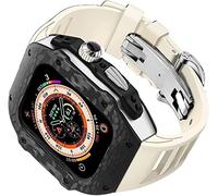 JPXXFM Custodia per orologio in fibra di carbonio+kit MOD cinturino da orologio in gomma ， per SE 8/7/6/5/4 ， Uomini 49 mm Casa di orologio in acciaio inossidabile intagliato Kit di sostituzione del