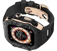 JPXXFM Custodia per orologio in fibra di carbonio+kit MOD cinturino da orologio in gomma ， per SE 8/7/6/5/4 ， Uomini 49 mm Casa di orologio in acciaio inossidabile intagliato Kit di sostituzione del