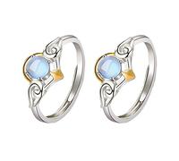 JPXXFM Fashion Angel Devil Moonstone Coppia Rings for Women Man Engaging Ring Match Colore Silver Moonstone Gioielli Dono
