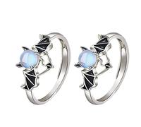JPXXFM Fashion Angel Devil Moonstone Coppia Rings for Women Man Engaging Ring Match Colore Silver Moonstone Gioielli Dono