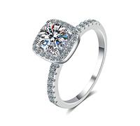 JPXXFM Fede nuziali femminili 925, Impegno per donne con moissanite/zirconia cubica piazza rotonda eternità