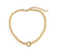 JPXXFM for Women, Chunky Necklaces for Women AdjustableOne colorCustomPlated Cable Chain Necklace with Circle Charms